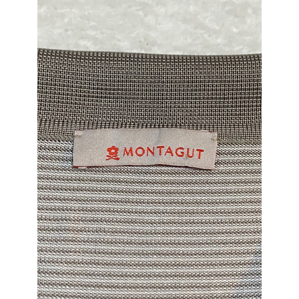 Montagut Fil Lumiere Mens XXL Polo Shirt Taupe Striped Vintage - Picture 4 of 9